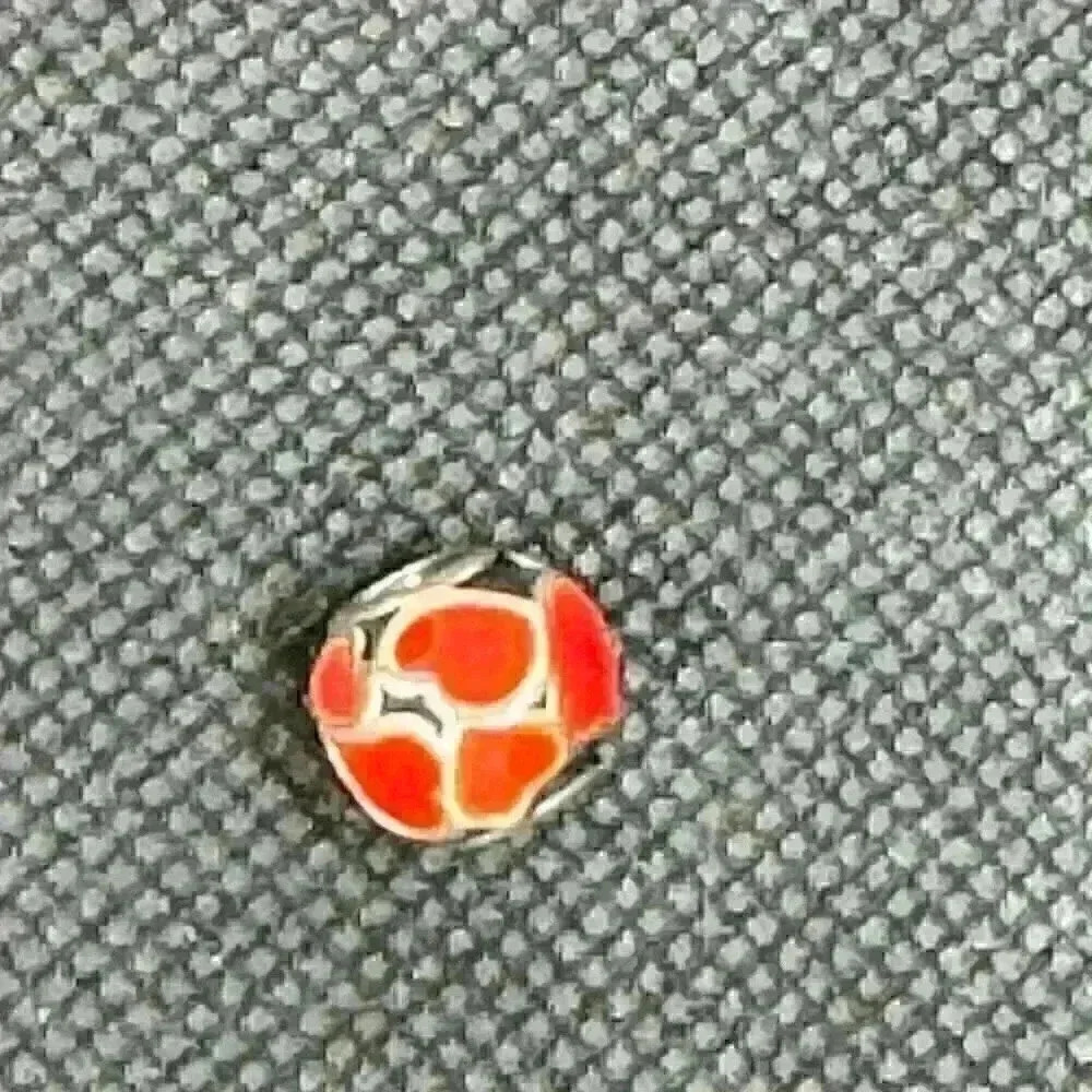 Pandora ALE 925 Sterling Silver Orange Hearts Red Hot Love Charm 790436ER